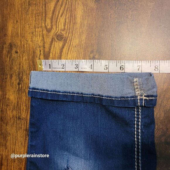 Almost Famous Cuffed Capri Jeans 20 High Rise Thick Stitch Medium Dark Wash - Picture 11 of 12